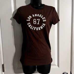 Aeropostale Brown Graphic Tee - Los Angeles California 87 (M)